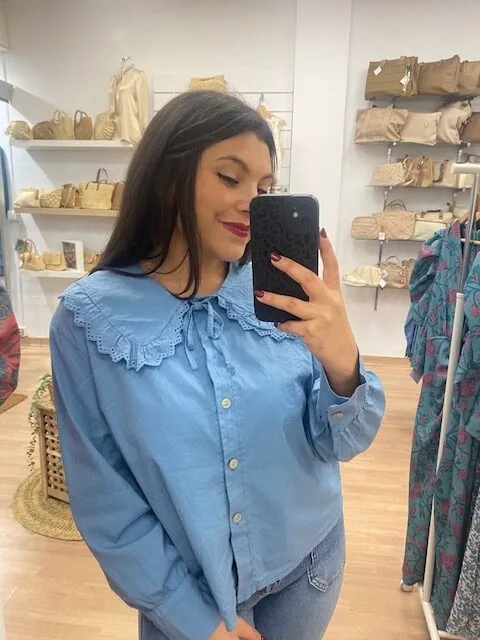 BLUSA CUELLO BEBE AZÚL - Imagen 2