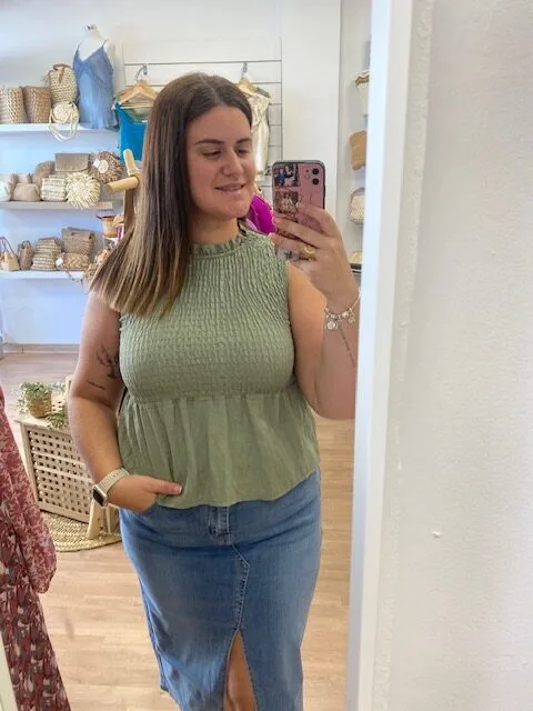 BLUSA PANEL ABEJA VERDE