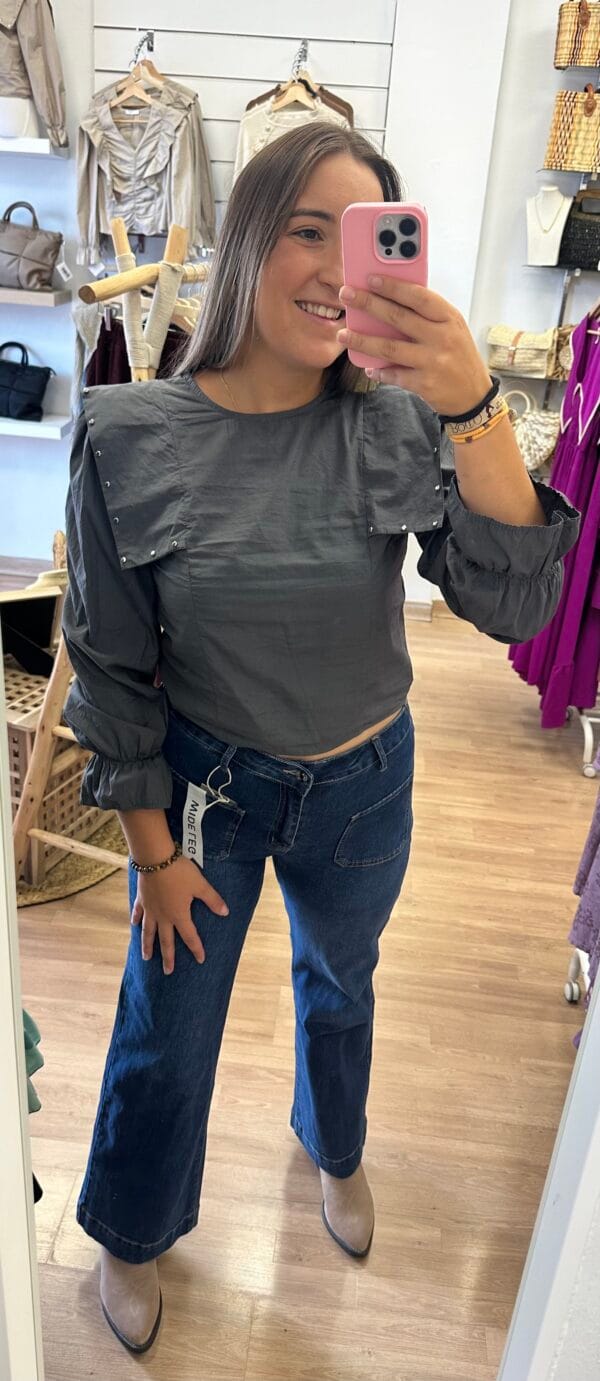 BLUSA VALENTINA GRIS OSCURO - Imagen 2