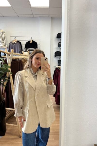CHALECO VICHY BEIGE