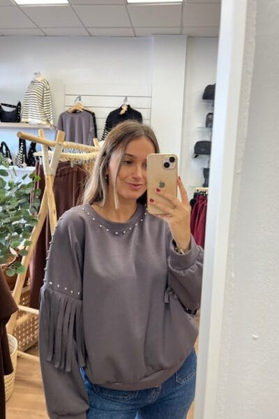 SUDADERA TACHUELAS GRIS