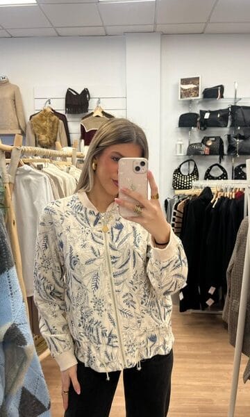 BOMBER FLORES AZUL