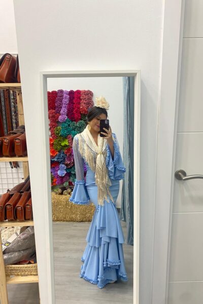 VESTIDO CAÑA CELESTE