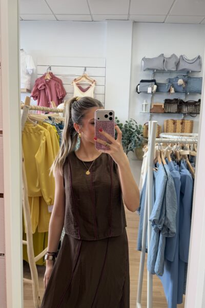 CONJUNTO ROCIO MARRÓN Y LILA