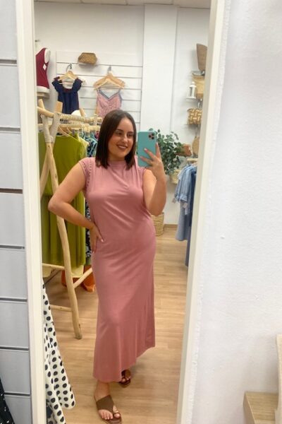 VESTIDO TACHUELAS ROSA
