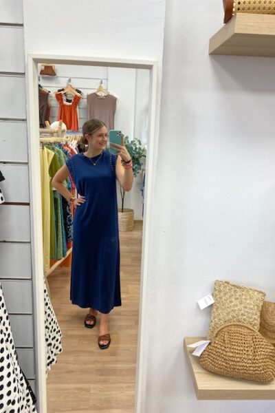 VESTIDO TACHUELAS AZUL MARINO