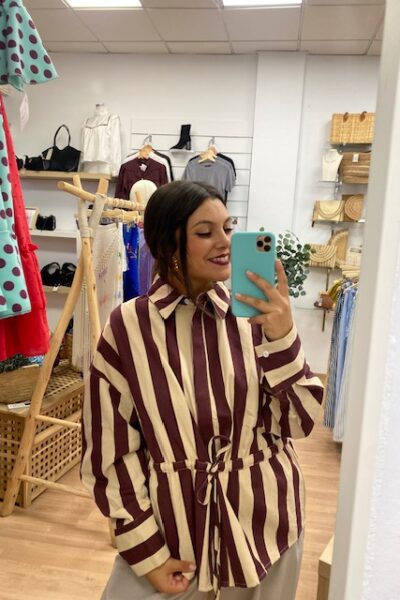 CHAQUETA RAYAS GRANATE
